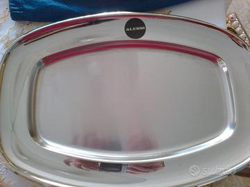 vassoio Alessi ovale in acciaio cm 24x35 anni'80