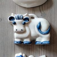 3 decorazioni da parete in ceramica smaltata