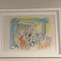 Stampa incorniciata stile Raoul Dufy – scena café