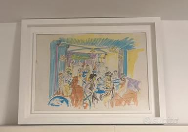 Stampa incorniciata stile Raoul Dufy – scena café