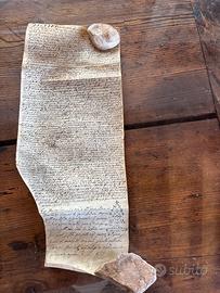antico scritto pergamena risalente  XVII