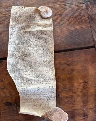 antico scritto pergamena risalente  XVII
