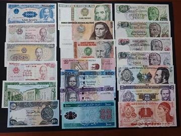 Collezione 20 banconote dal mondo autentiche