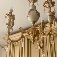 Lampadario + 2 abat-jour porcellana di Capodimonte