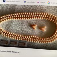 3 fili collana perle rosa pelle d’angelo