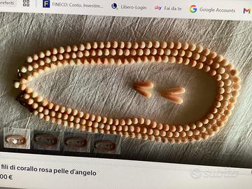 3 fili collana perle rosa pelle d’angelo