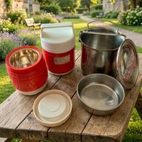Set Lunch Box Vintage Termos e Porta Vivande Inox