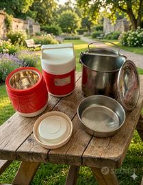 Set Lunch Box Vintage Termos e Porta Vivande Inox