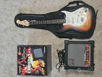 Fender, Squier Bullet Stratocasaster + ROLAND CUBE