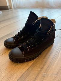 Sneakers Diesel alte in tela nera numero 40