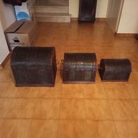 set 3 bauli in legno 