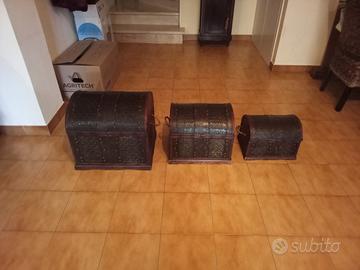 set 3 bauli in legno 
