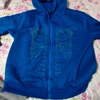 felpa con cappuccio con strass davanti tg L