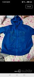 felpa con cappuccio con strass davanti tg L