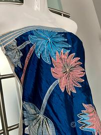 Abito donna floreale blu con paillette tg 40 Loops