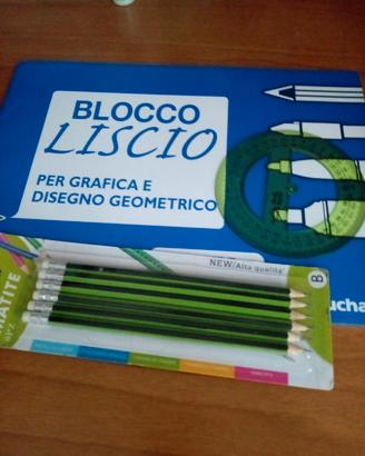 set blocco fogli matite goniometro  