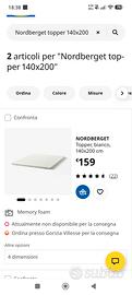 Topper materasso 140x200