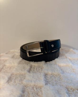Cintura Baldinini in pelle d’anguilla nera 100 cm