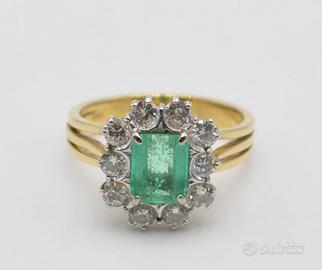 Anello Margherita Smeraldo Diamanti