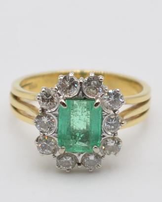 Anello Margherita Smeraldo Diamanti