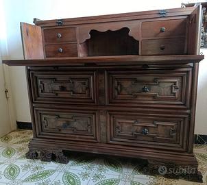 Scrittoio artigianale cassettone in legno massello