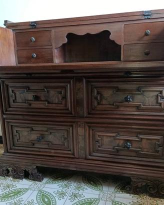 Scrittoio artigianale cassettone in legno massello