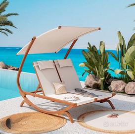Lettini da piscina giardino coppia con tendino