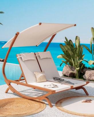 Lettini da piscina giardino coppia con tendino