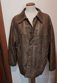 Giaccone in pelle marrone imbottito taglia L uomo