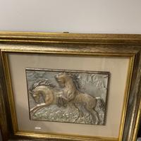 Argento 925 quadro altorilievo “ I cavalli”