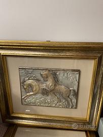 Argento 925 quadro altorilievo “ I cavalli”