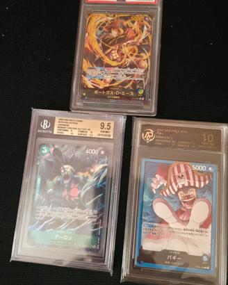 Lotto 3 Carte Gradate One Piece TCG  PSA Beckett 