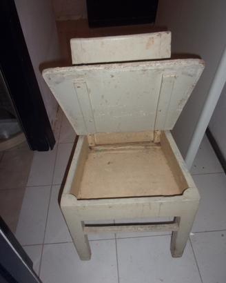Sedia porta oggetti antica vintage legno rara