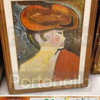 Codice: 8324 QUADRO OLIO SU TELA DONNA CON IL CAP
