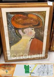 Codice: 8324 QUADRO OLIO SU TELA DONNA CON IL CAP