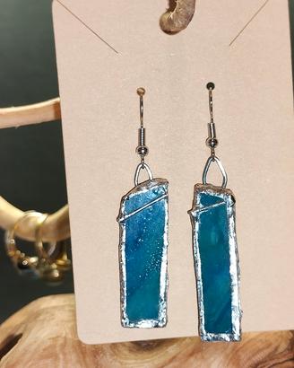 Orecchini pendenti blu e argento