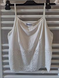 Top / Canottiera Violet, bianca con pizzo, L