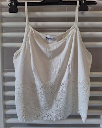 Top / Canottiera Violet, bianca con pizzo, L