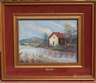 2 DIPINTI OLIO SU TELA CASA SUL FIUME+ MARINA