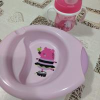 Chicco Set Prima Pappa Piatto Bicchiere Bimba 6+m