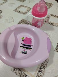 Chicco Set Prima Pappa Piatto Bicchiere Bimba 6+m