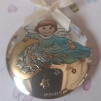 Pallina Albero Natale argento bomboniera battesimo