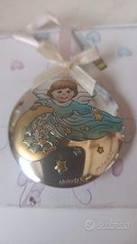 Pallina Albero Natale argento bomboniera battesimo