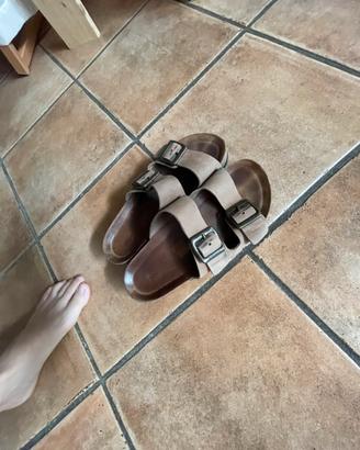 Sandali ciabatte frau 38 vera pelle mattoni