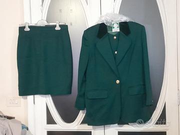 Tailleur con gonna verde vintage anni 80 taglia 46