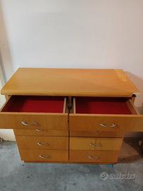cassettiera in legno, con 10 cassettie