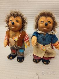 Coppia Steiff Mecki e Micki vintage con etichetta