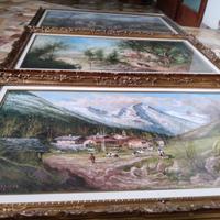 Tris Quadri olio su tela grandi dimensioni 145x80