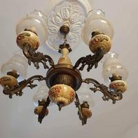 Lampadario da soggiorno a 6 luci in bronzo e ceram