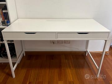 Scrivania laccata bianca 2 cassetti